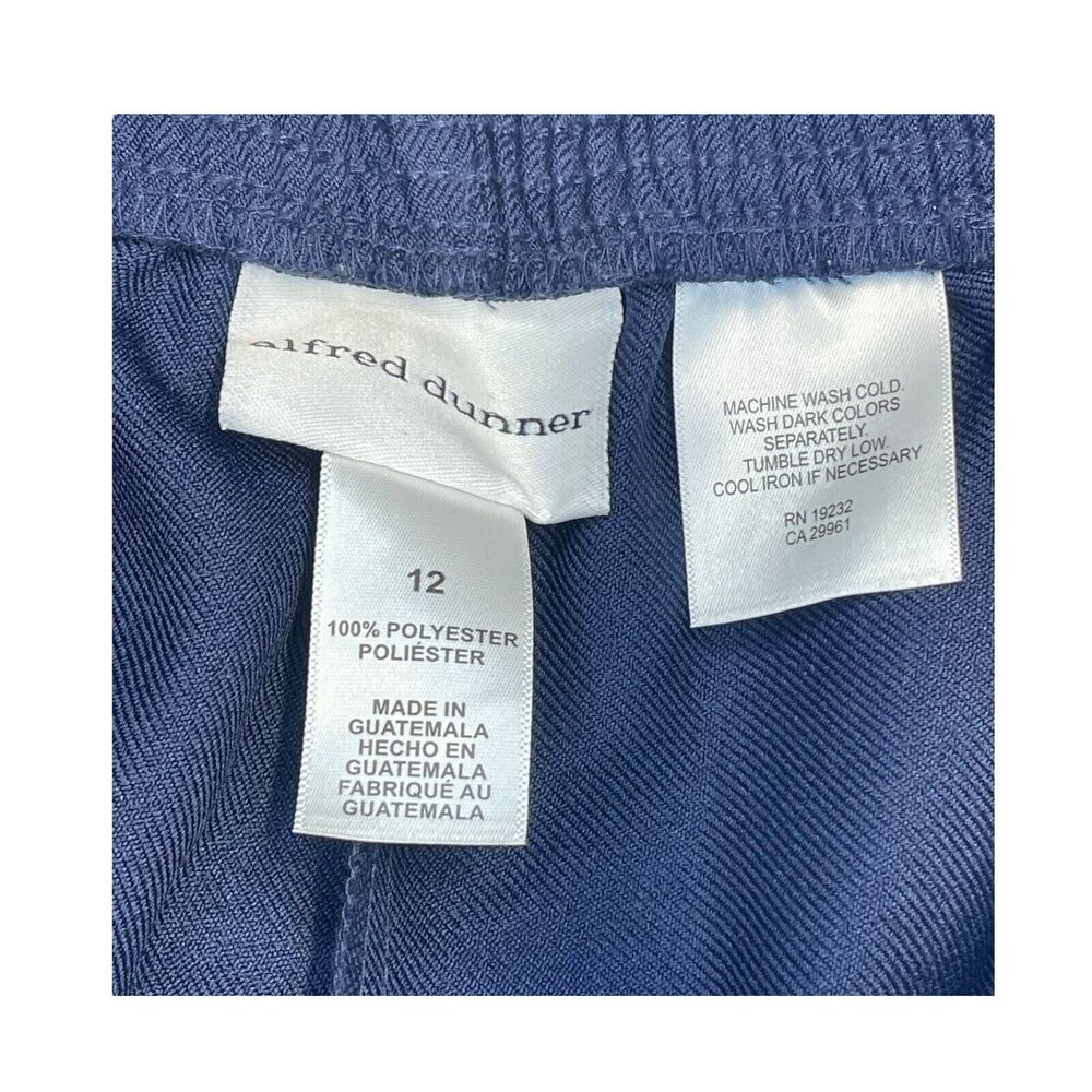 Alfred Dunner Wide Leg Pants Women's 12 Navy 100% Polyester Classic High-Rise - Picture 3 of 6